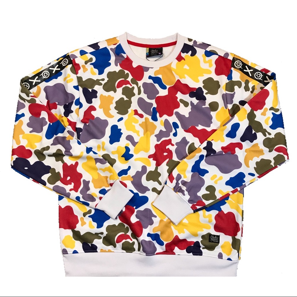 Men’s “Colorful Camo” sweater. Size medium.